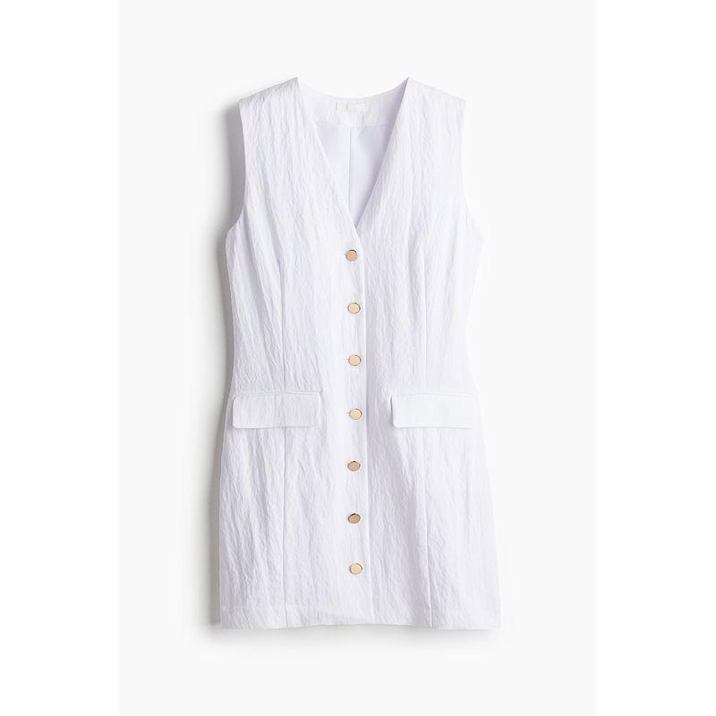 

Женская одежда HM Платье 2025 Осень Новое поступление Повседневный Облегающий Элегантный V-образный вырез Без рукавов Комбинезон Юбка 1283341 White 165/96(M)