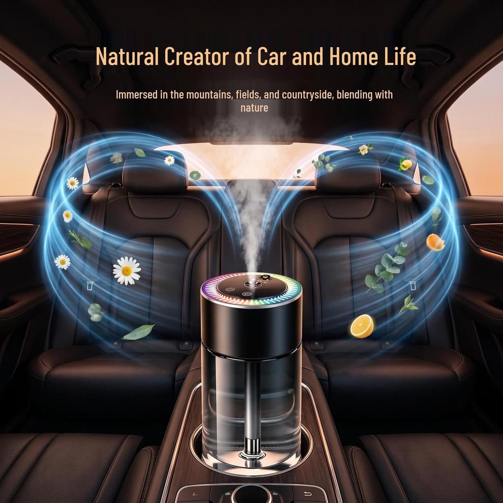 Smart Car Aroma Diffuser: Luxury Fragrance & Ambient Light, Odor Removal for a Romantic Atmosphere