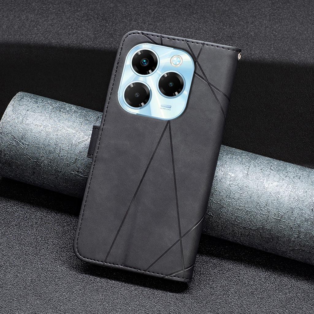 BINFEN COLOR For Infinix Note 40X 5G Phone Cases Wallet Stand Geometry Imprint Leather Cover
