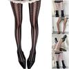 Women Subculture Hollowout Lace Sheer Tights Breathable Nylon Fabric Stockings Solid Color Wavy Stripe Pattern Pantyhose