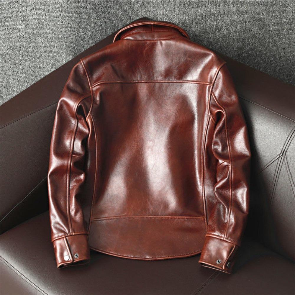 Handsome Dovetail Leather Jacket Pure First Layer Cowhide Oil Wax Leather Jacket Men's Handsome Slim Trendy Coat