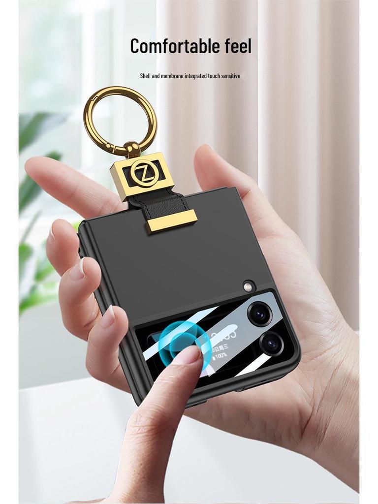 Samsung Flip4 Cross-border Compatible Frosted Hard Case with Z Ring Buckle