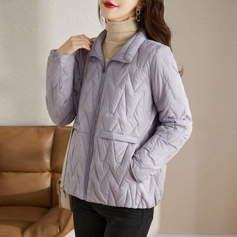 

Женское легкое короткое хлопковое пальто большого размера, тонкая хлопковая куртка для матерей среднего возраста, осень и зима 5XL фиолетовый