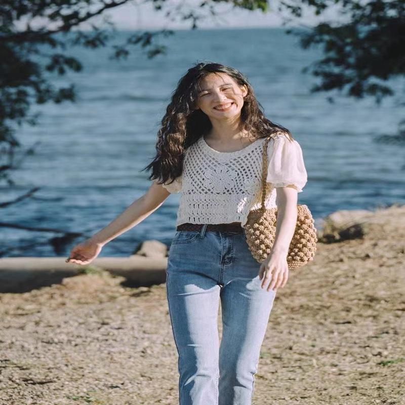 

Рубашка, летняя женская рубашка с коротким рукавом, нежный ветер, французские топы, однотонная блузка, маленькая рубашка для путешествий One Size бежевый