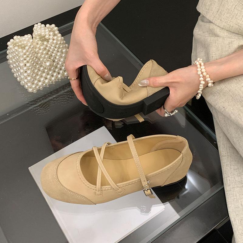 Fashion 2025 New Footwear Buckle Strap Women Mary Janes Flats Shoes Fashion Shallow Luxury Female Round Toe Ladies Flats With Shoes