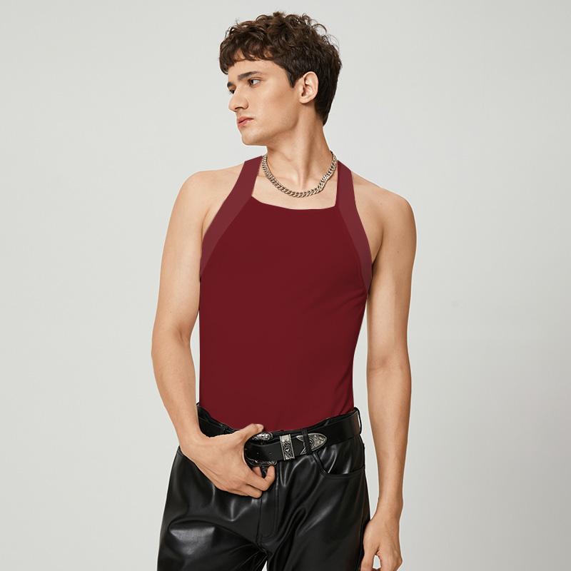 

INCERUN Летние мужские безрукавные однотонные рубчатые майки Тонкий облегающий жилет 4XL красный