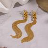 1pair Stainless Steel Rendy 18K Gold Color Chain Tassel Drop Earrings for Women Couples Hypoallergenic Daily Wear Party Layering Jewelry Gifts