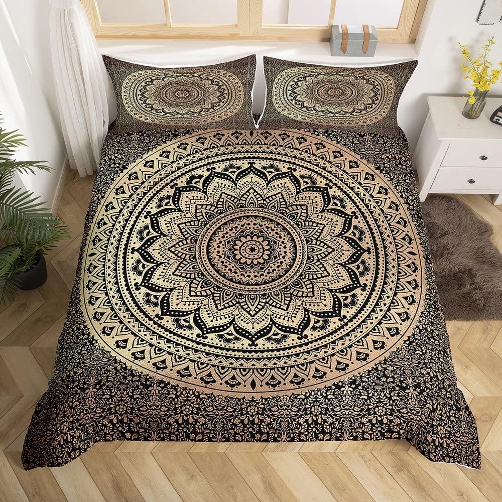 Bohemian Mandala Duvet Cover Boho Chic Hippie Bedding Mandala for Aducts Boys Girls Black White Bedroom Decoration Queen King