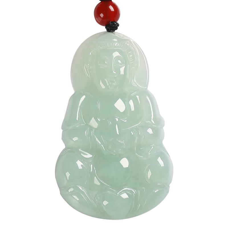 Longhui Jewelry Men s Natural Jadeite Guanyin Pendant