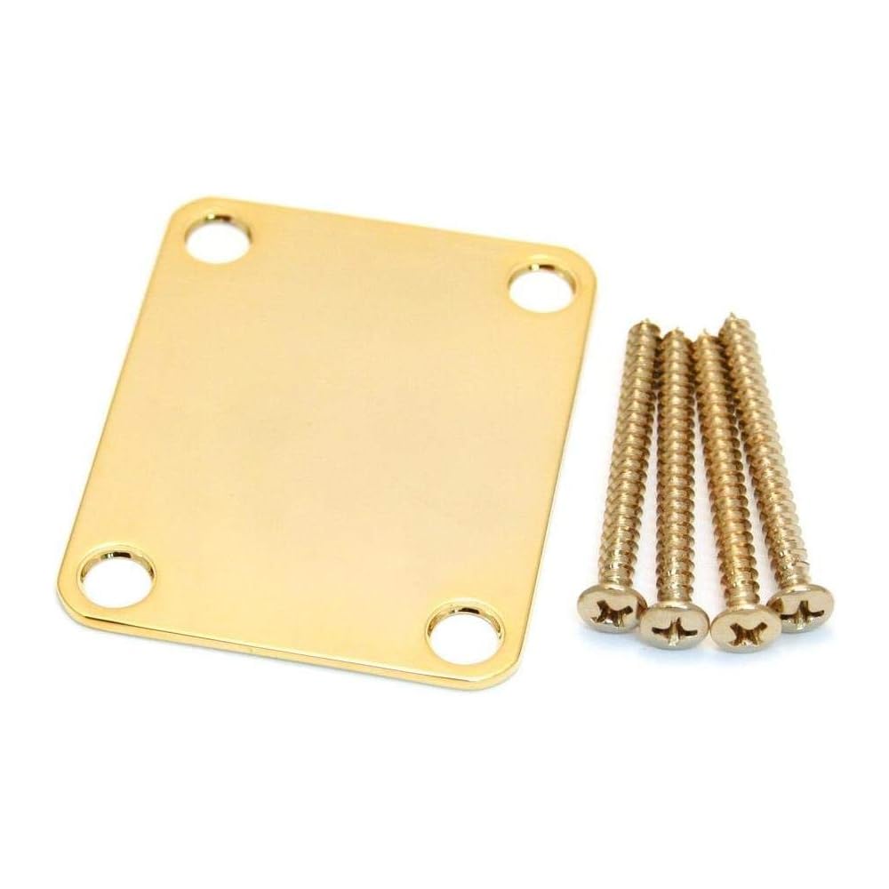 Fender Vintage Neck Plate 4-Bolt Plain No Serial Number Gold Guitar Accessory