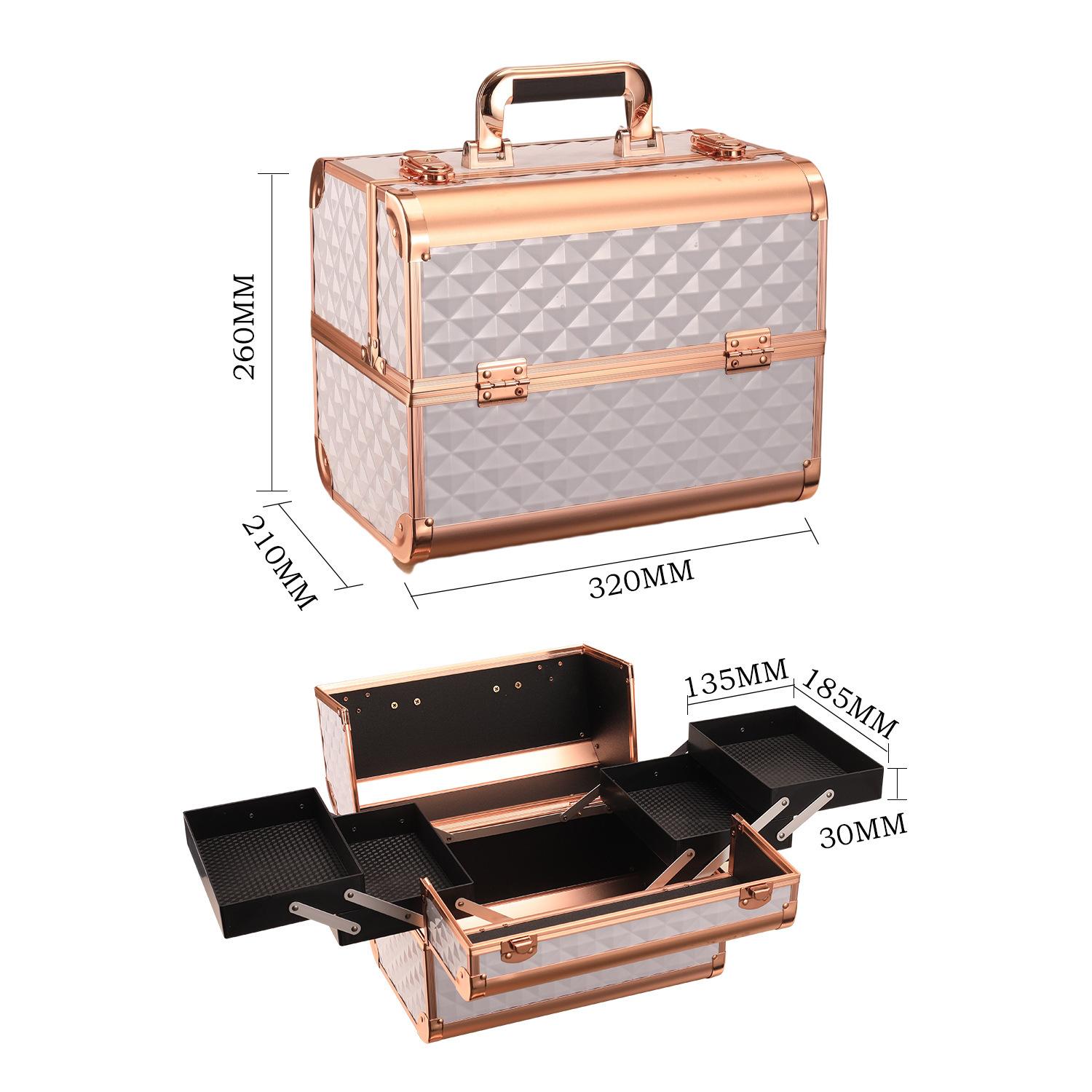 Cosmetic Case Portable Three-layer Storage Box Eyelashes Nail Beauty Toolbox Portable Tools Cosmetic Case белого золота