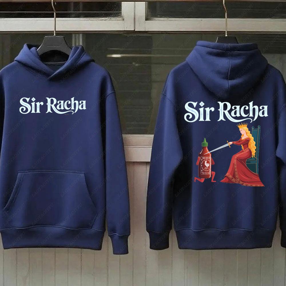 Sir Racha Man Woman 2 SidedHoodies Sri Racha Medieval Art Pullover Sriracha Fan Merch Retro Medieval Graphic Sweatshirt Hoodie