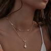 Temperament Water Drop Pendant Inlaid With Pearl Zircon Collarbone Chain Simple And Generous High Sense Fashion Personality Versatile Necklace