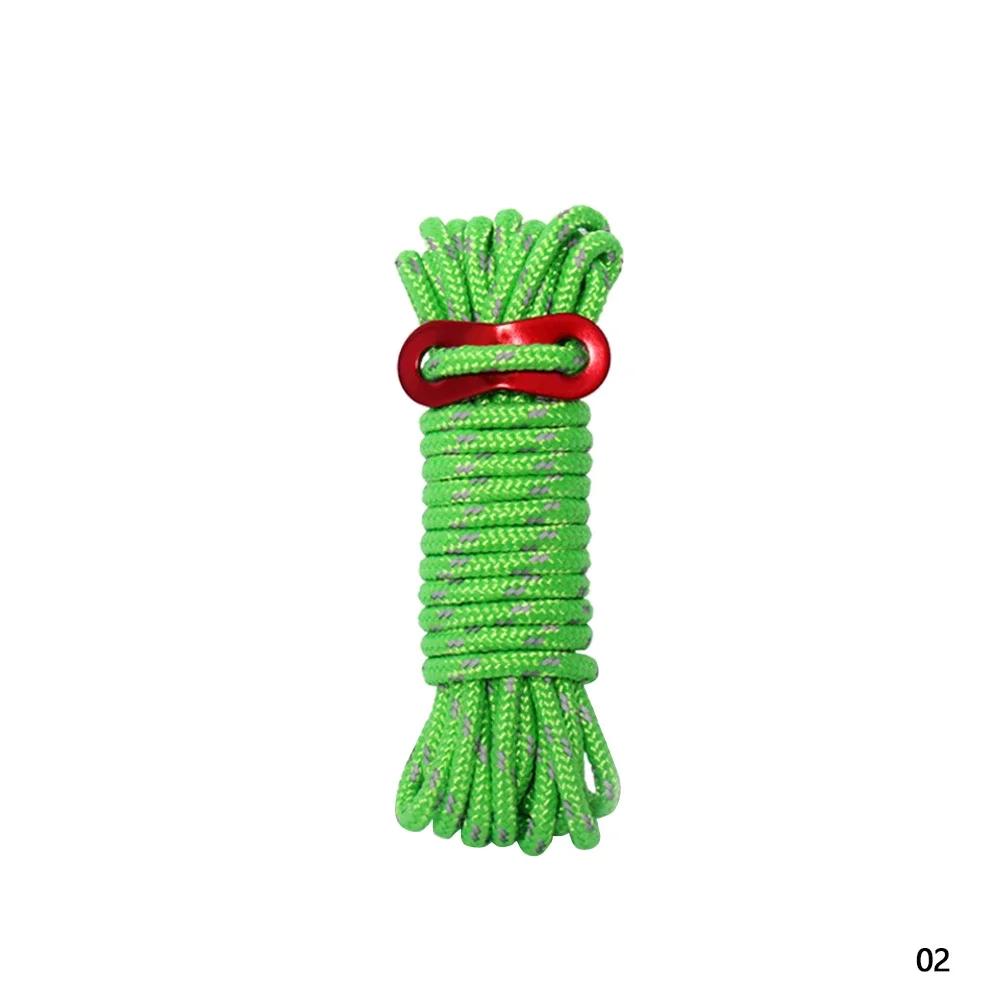 Outdoor 4mm Reflective Camping Tarp Tent Rope Runners Velarium Guy Line Cord Wind Rope 4M for Camping Tent Awning Canopy трава зеленый