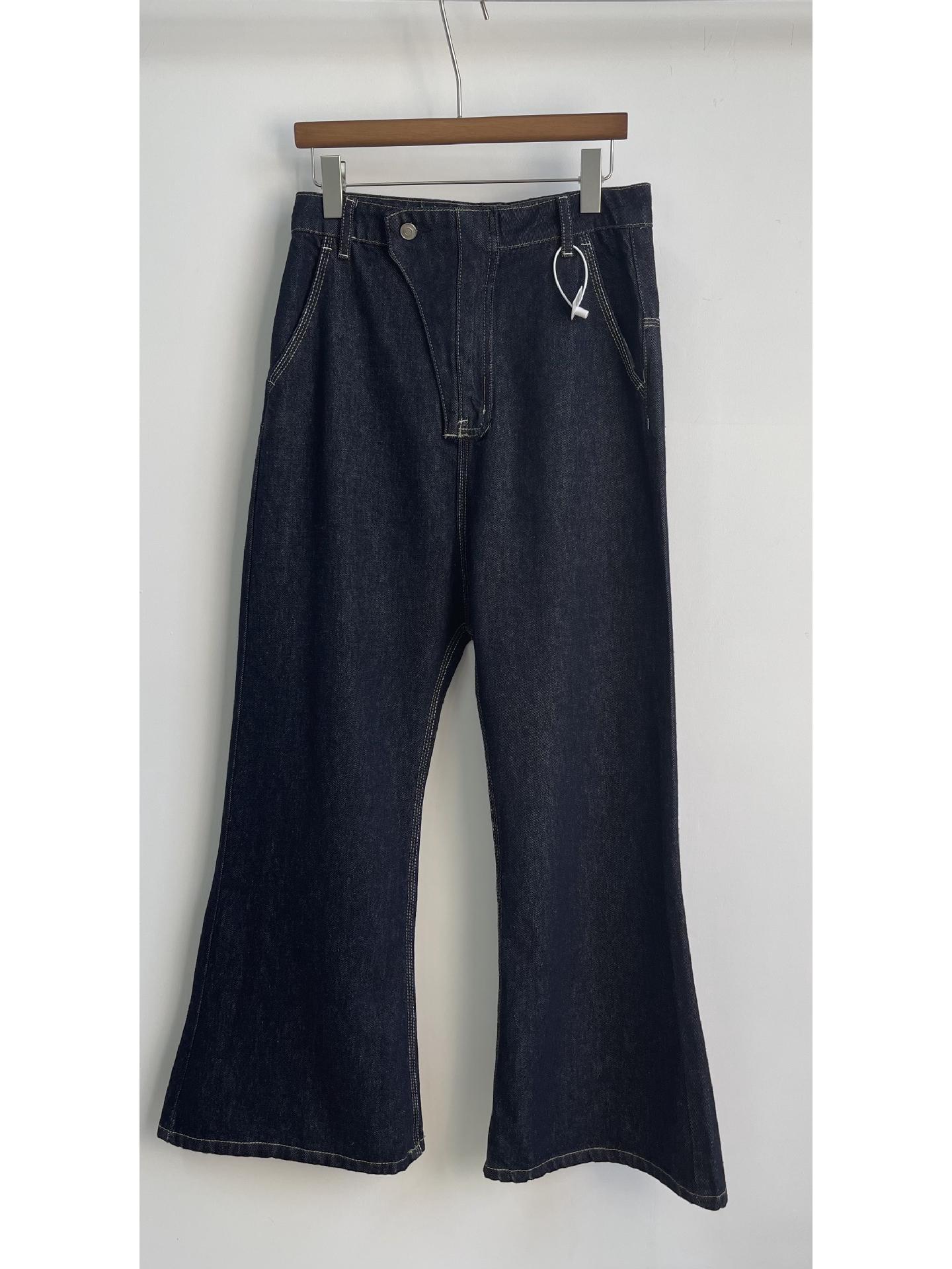 

Retro Wide-Leg Baggy Denim Jeans: Versatile Non-Iron Drop-Crotch Flare Casual Pants L темно-синий