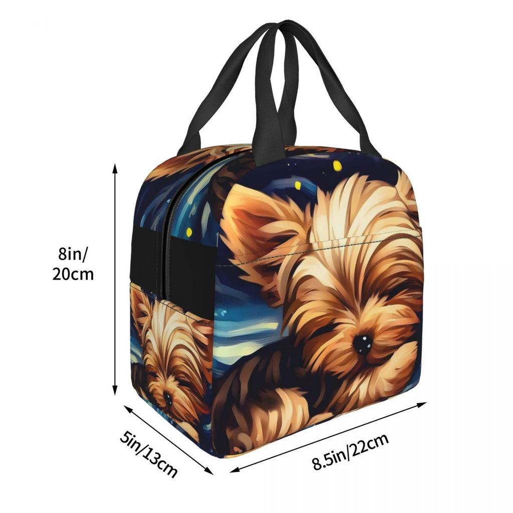Yorkshire Terrier Dog In Starry Night Insulated Lunch Bag for Women Kids Leakproof Food Boxes Thermal Lunch Box Tote