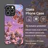 Moon Cherry Blossom Pattern Scenery Tempered Glass Phone Case for iPhone 17 16 Pro Max 15 14 13 12 11 Mini XS XR 7 8 Plus Cover