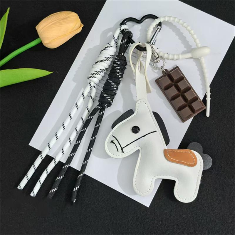Bag Charm Fashion Series Leather Movable Limbs Coffee Bear Pendant Cute Alloy Bear Bag Braided Charm Lanyard Gift