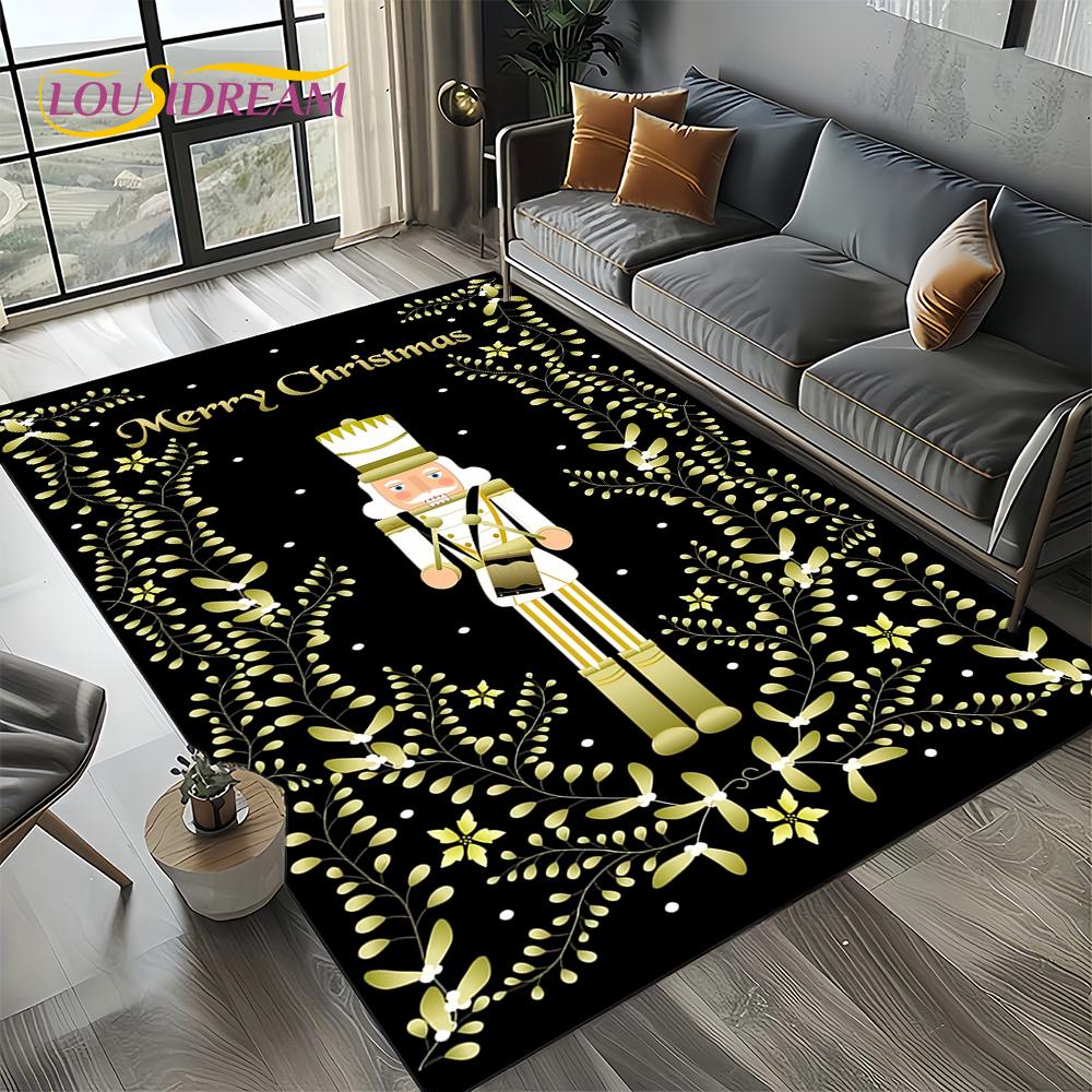 Christmas Tree New Year Nutcracker Cartoon Fairy Tales Carpet Rug for Living Room Bedroom Home Sofa Decoration,Kids Floor Mat