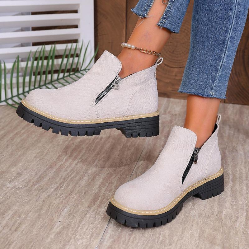 Women's Plus Size Side Zipper High Top Ankle Boots New Autumn Winter Fashion Casual Shoes
