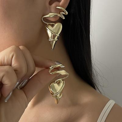 Nischendesign Einzigartige Geometrische Linien Wickelnde Liebe Ohrringe Dornen Herzförmig High-End Temperament Stecker
