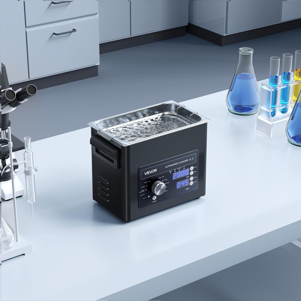3L Ultrasonic Cleaner, Professional Ultrasonic Cleaner Machine with Knob Control, Stainless Steel Cleaning Machine with Basket and Cleaning Ball, for