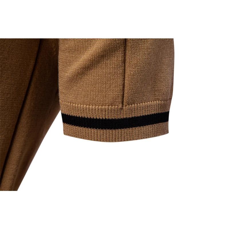 Herren Unifarbenes Sport-Reißverschluss-Polohemd Athletische Soziale Poloshirts Herren Büro Slim Fit