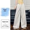 Women's High-Waist Ice Silk Wide-Leg Lace Pants - Summer Casual Slimming Drape