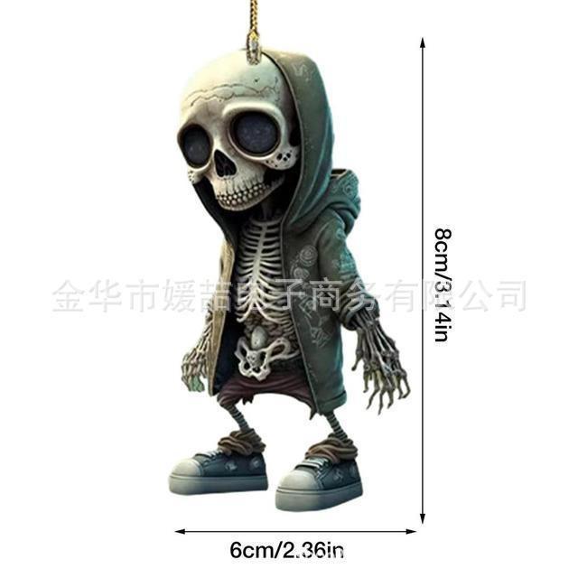 Skull Acrylic Colorful Car Hanging Decoration For Retro Halloween Decor Home