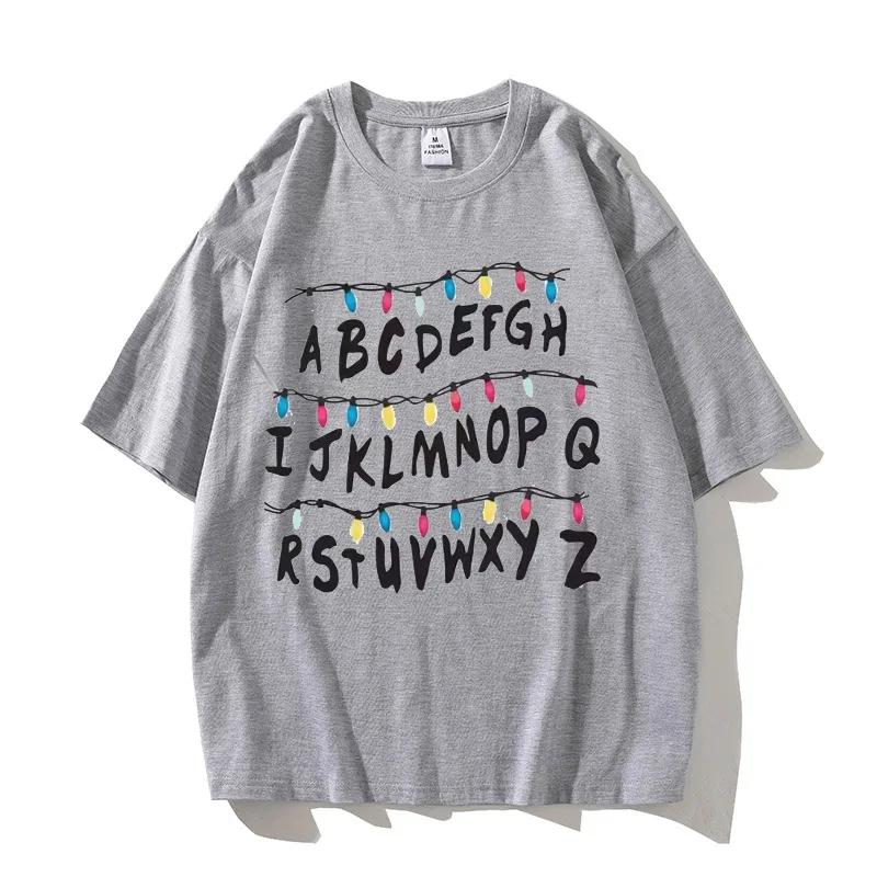 2026 Cotone di Alta Qualità Stranger T-shirt Luci di Natale Grafica Mostro T-shirt Moda Gotica Vintage Tee