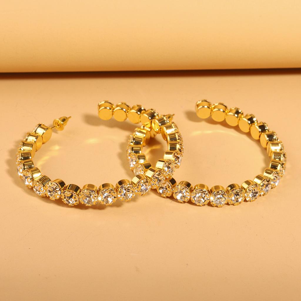 Accessories Versatile Fashion Women's C-shaped Large Earrings, Bridal Diamond Earrings Earrings
