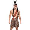 Men Caveman Halloween Costume One Shoulder Strap Leopard Print Skirt with Stuffed Bone Waist Decor and Irregular Trim for Party Night