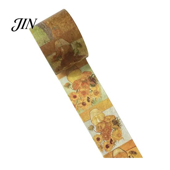 Decorative Paper Tape Washi Tape, Oil Painting Masking Artist Patterns Adhesive Scrapbooking for DIY Crafts, Junk Journal, Gift Wrapping, Supplies