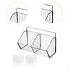 Fruit Basket Metal Wire Wall Mount Multifunctional Iron Grid Storage Baskets Hanging