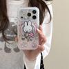 Little Rabbit Magnetic Cartoon Notebook Phone Case for iPhone 17/16 Pro Max/15 Pro - Girly Heart Design