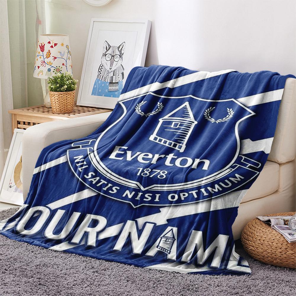 1 Stück Personalisierte Decke mit Everton FC Muster aus Flanell Geeignet für Alle Jahreszeiten für Heimdekoration Wärme und Komfort Geschenke Feiertagsgeschenk