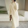 Half Turtleneck Sweater Dress for Women In Autumn and Winter Knee-length Sweater Long Dress Solid-colored Pullover Warm High-neck Knitted Dress