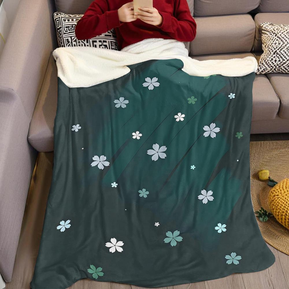Jade Petal Drift Flannel Blanket Warm Soft Halloween Christmas Couch Warm Cozy Decorative Decor Gift for All Season
