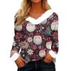 Women's Casual Fashion Long Sleeve Christmas Printed Flannel Collar Top