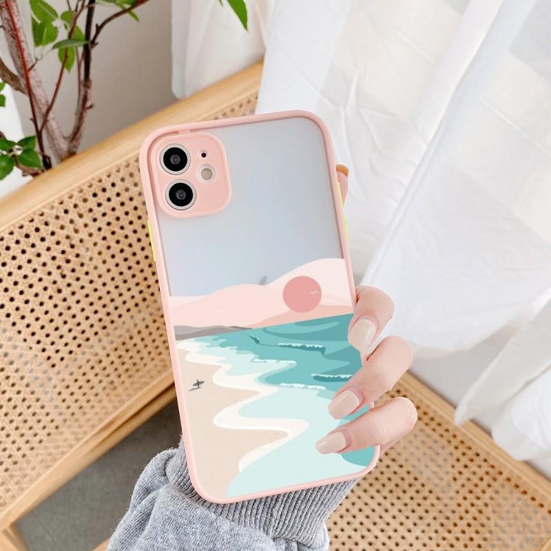 Geometric Minimalist Phone Case For IPhone 14 13 12 11 Mini Pro Max XS X Max XR 8 7 Plus SE 2022 Skin Color Phone Cover