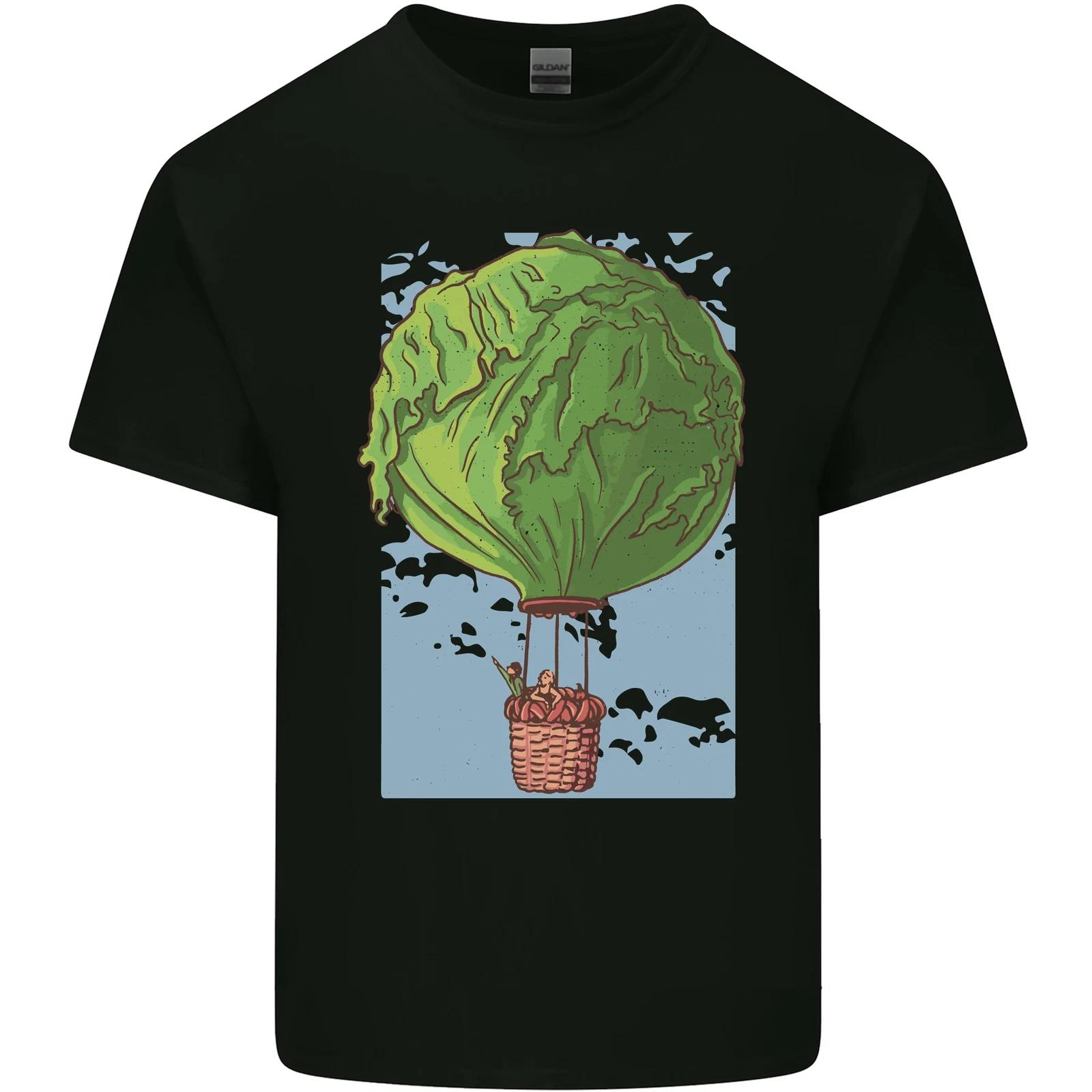 Funny Lettuce Hot Air Balloon Kids T-Shirt Childrens S