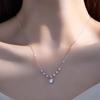 925 Silver Mozzarella Diamond Necklace, Seven-Star Shining Women'S Square High-End Pendant, Collarbone Chain.