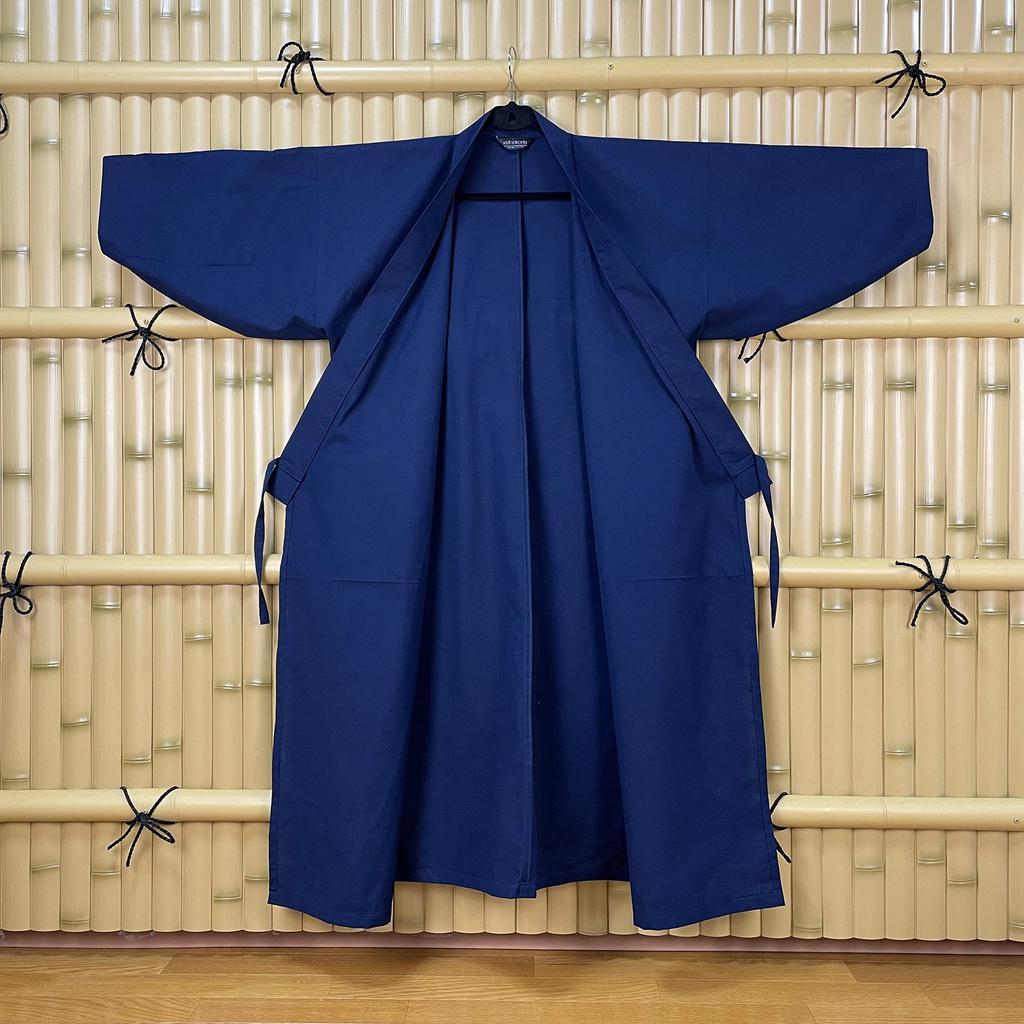 [momoten] [Amazon Exclusive Brand] Original Mizuyagi Kimono (Workwear, Samue, Haori, Bathrobe, Apron) Navy, 120cm Long