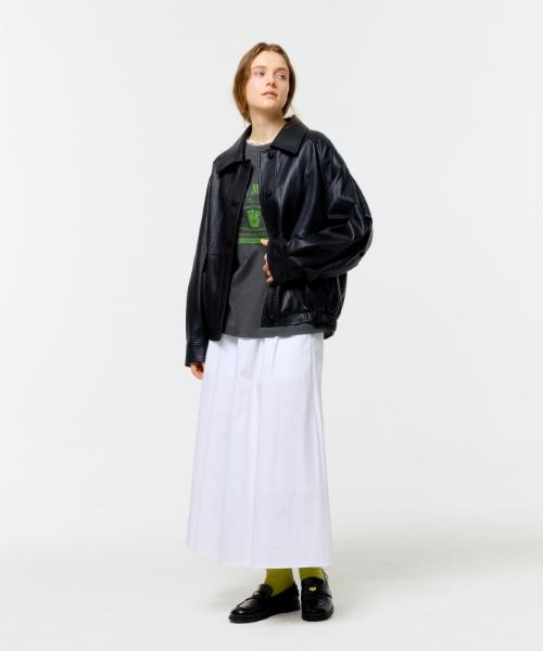 Depound Shirred Flare Skirt [White]