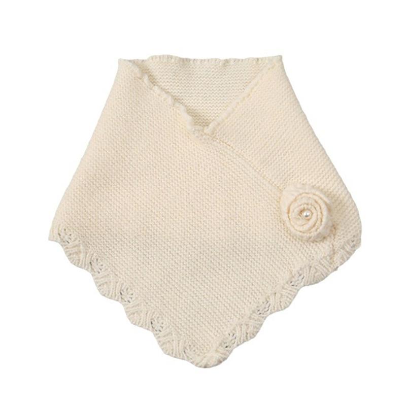 Women Winter Knit Waves Edge Turtleneck Faux Collar Elegant Flower Detachable Pullover Triangular Scarf Wrap Neck Warmer