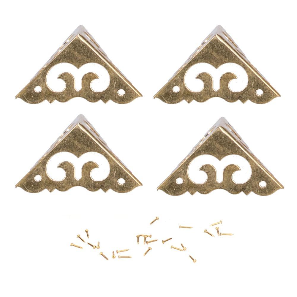 4pcs Triangle Box Corner Protector Pure Brass Edge Guard Decorative Corner Guard Home Supplies