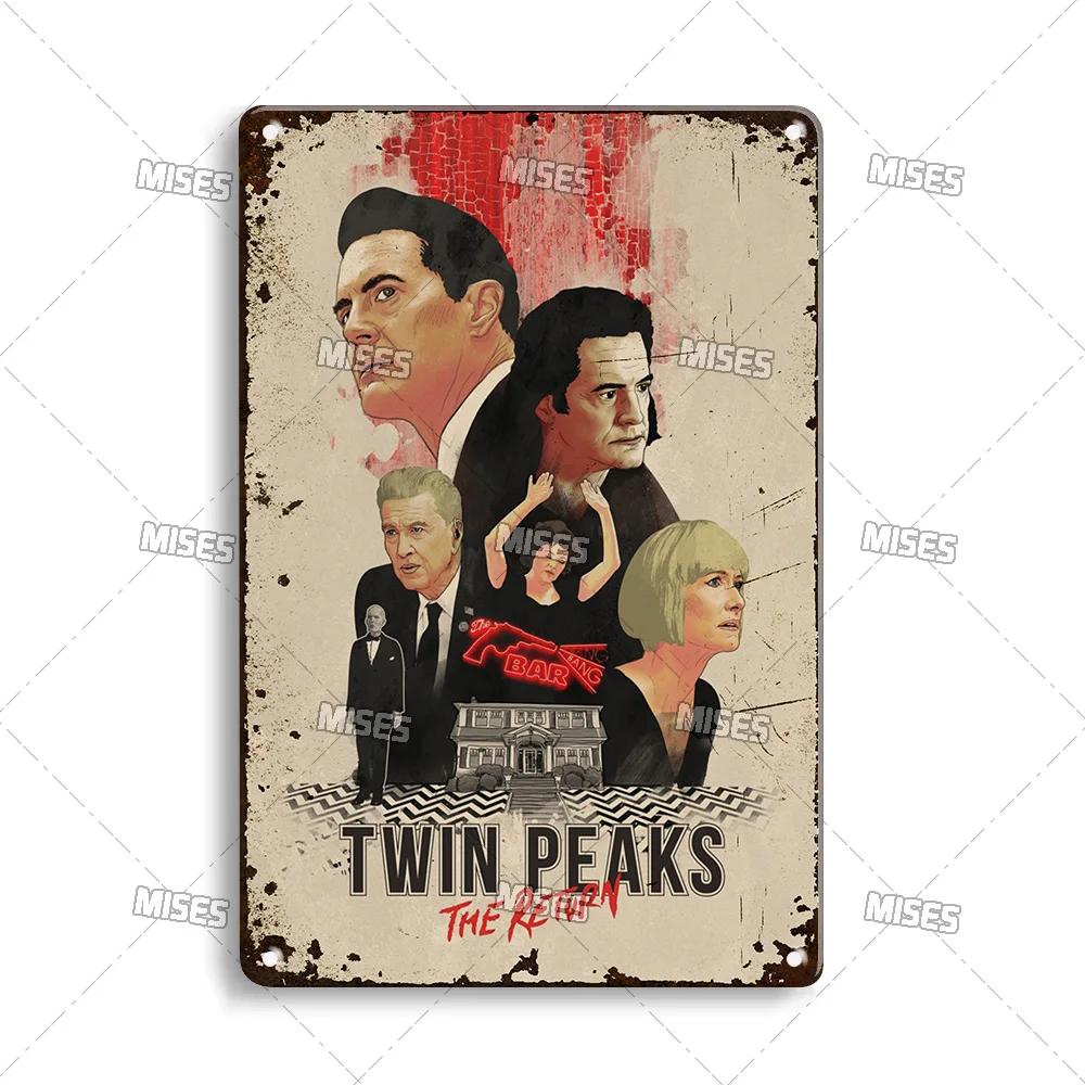 MISES Twin Peaks Classic TV Metal Sign Rusty Metal Poster Man Cave Garage Club Industrial Decor Decorative Plate Metal Plaque