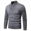 Men's Trendy Striped Two-Piece Look Pullover Sweater - Warm, Velvet-Lined Knitwear for Autumn/Winter