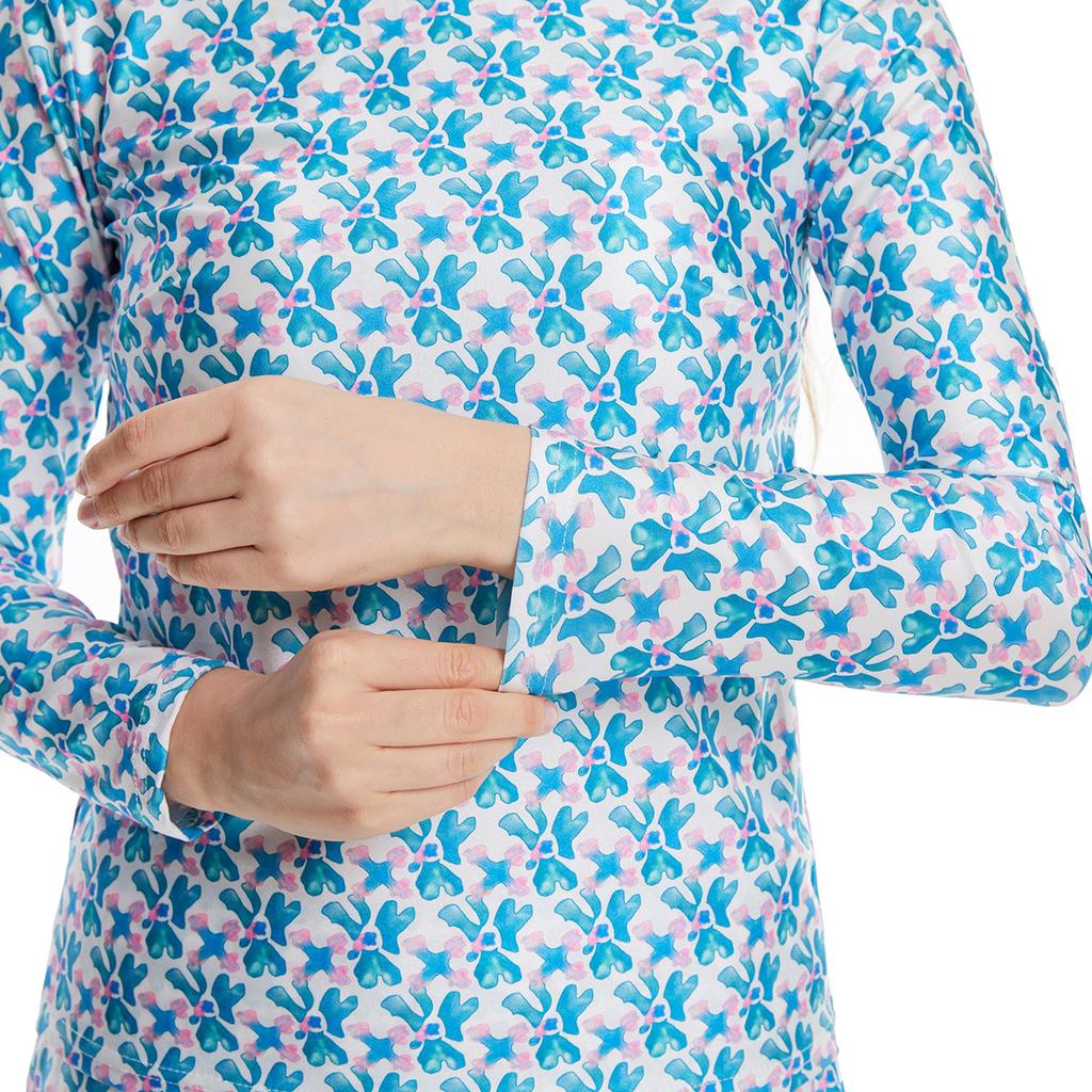 Kadın Müslüman Mayo Şapka Baskılı Mayo Plaj Giyim Kadın Mayo 3 Parça Takım Uzun Kollu Su Geçirmez Mayo