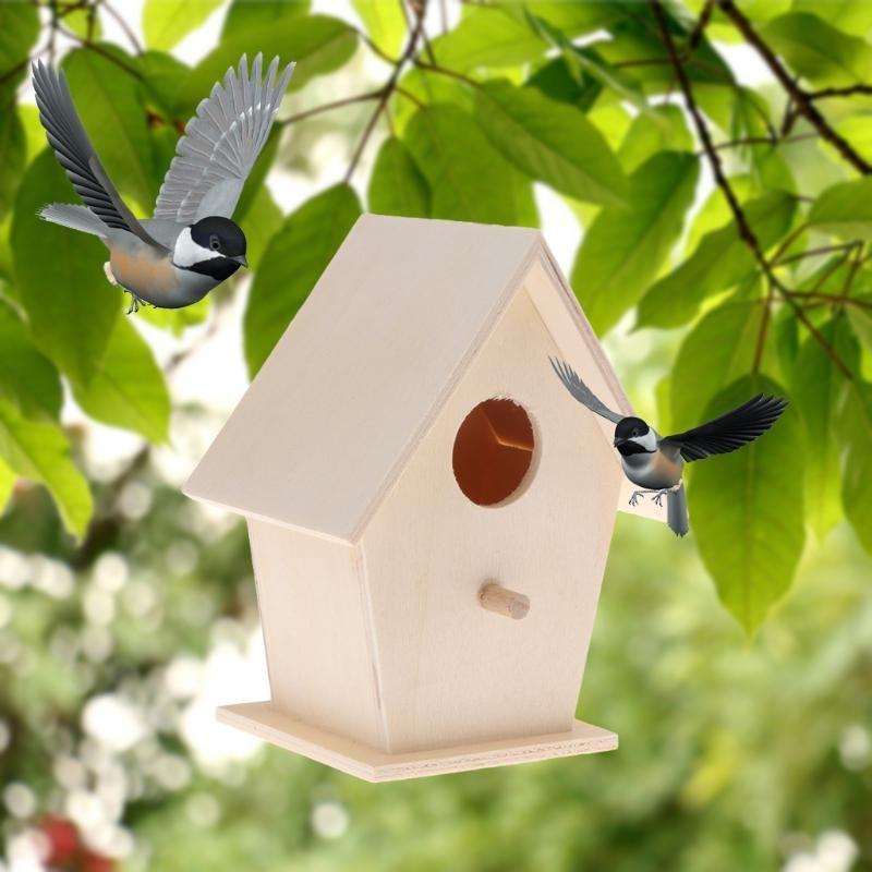 Wooden Bird Houses Wall Mounted Small Bird House with Perch for Outside Garden
